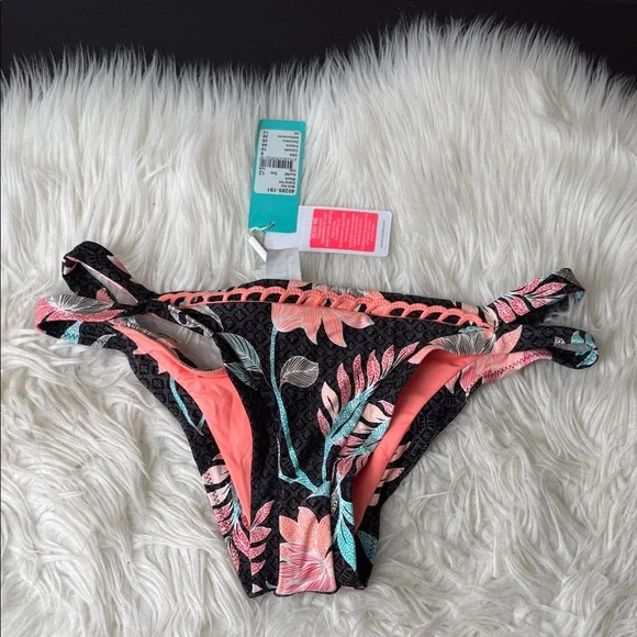 Seafolly Black Bikini Bottom with Coral Trim Size 8 – New With Tags - Picture 2 of 6